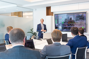 Image showing Business presentation on corporate meeting.