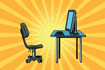 Image showing computer workstation and chair