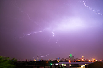 Image showing Lightning Electrical Storm Dallas Texas City Skyline