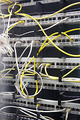 Image showing Server front side showing wiring and swiching.