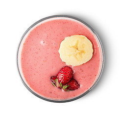 Image showing Banana strawberry smoothies top view