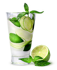 Image showing Lemonade with lime and mint