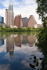 Image showing Smooth Reflection Austin Texas Downtown City Skyline Colorado Ri