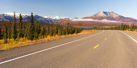 Image showing Highway Curve Wilderness Road Alska Mountain Landscape