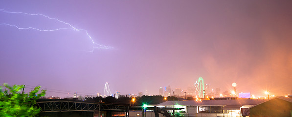 Image showing Lightning Electrical Storm Dallas Texas City Skyline