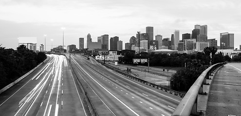 Image showing Road Seem to Converge Downtown City Skyline Houston Texas