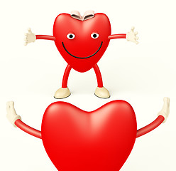 Image showing Heart Cartoon Showing Love And Romance For Valentines