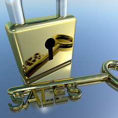 Image showing Padlock With Sales Key Showing Selling Marketing And Commerce