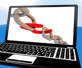 Image showing Opened Chain On Laptop Shows Computer Security