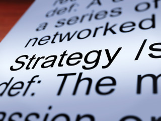 Image showing Strategy Definition Closeup Showing Leadership