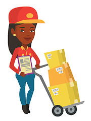 Image showing Delivery courier with cardboard boxes.