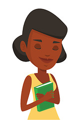 Image showing Student hugging her book vector illustration.