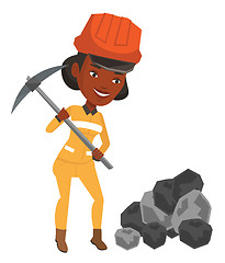 Image showing Miner working with pickaxe vector illustration.