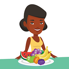 Image showing Woman with fresh fruits vector illustration.