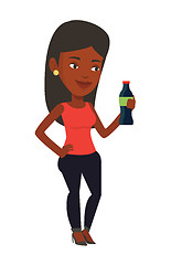 Image showing Young woman drinking soda vector illustration.