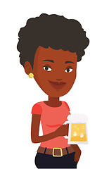 Image showing Woman drinking beer vector illustration.