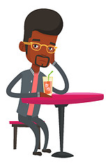 Image showing Man drinking cocktail at the bar.