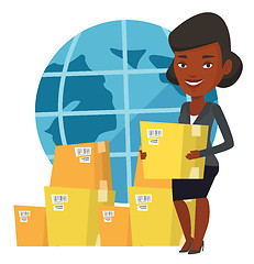 Image showing Business worker of international delivery service.