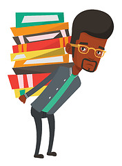 Image showing Student with pile of books vector illustration.