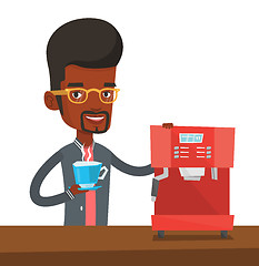 Image showing Man making coffee vector illustration.