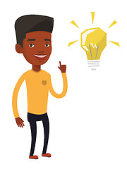 Image showing Student pointing at light bulb vector illustration