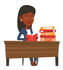 Image showing Student reading book vector illustration.