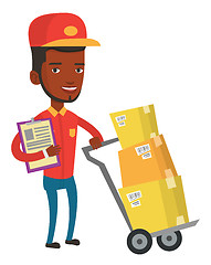 Image showing Delivery courier with cardboard boxes.