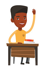 Image showing Student raising hand in class for an answer.