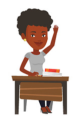 Image showing Student raising hand in class for an answer.