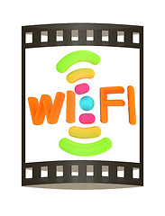 Image showing color wifi icon. 3d illustration. The film strip