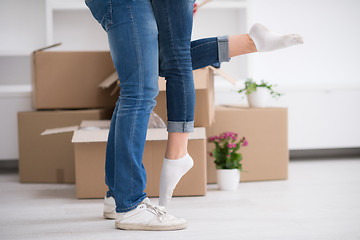 Image showing happy Young couple moving in new house