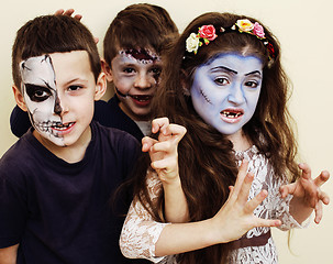 Image showing zombie apocalypse kids concept. Birthday party celebration facep