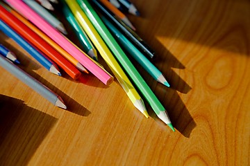 Image showing Color pencils on the desk