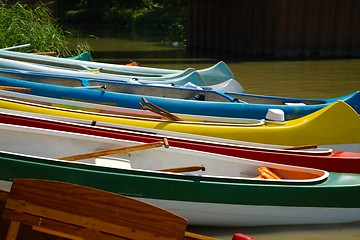 Image showing Canoes on the Riverside