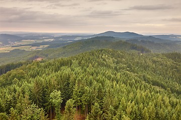 Image showing Hilly landscape at dusk