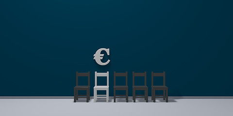 Image showing euro symbol and row of chairs - 3d rendering