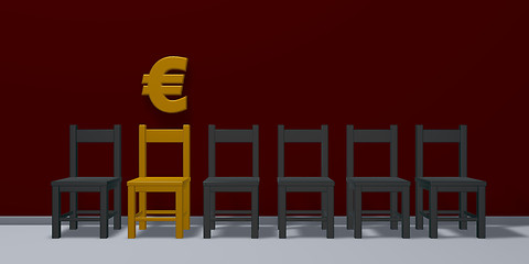 Image showing euro symbol and row of chairs - 3d rendering