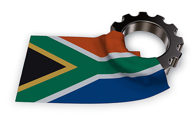 Image showing gear wheel and flag of south africa - 3d rendering