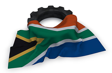 Image showing gear wheel and flag of south africa - 3d rendering