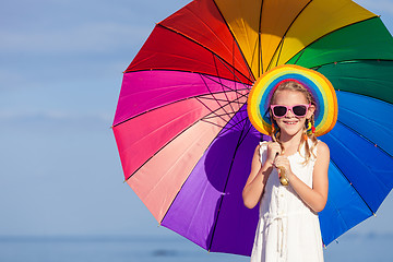 Image showing little girl standing on the beach