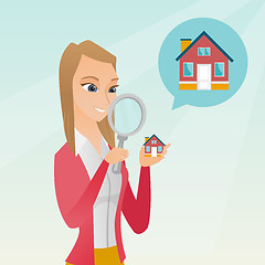 Image showing Young caucasian woman looking for a house.