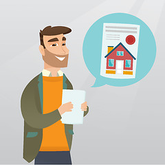 Image showing Man reading real estate advertisement.