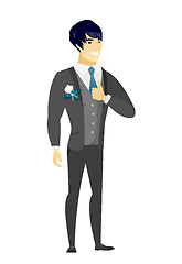 Image showing Groom giving thumb up vector illustration.