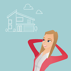 Image showing Woman dreaming about buying a new house.