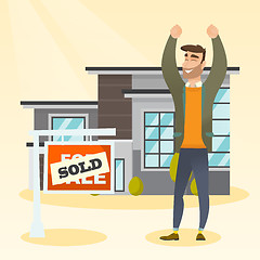 Image showing Real estate agent with sold placard.