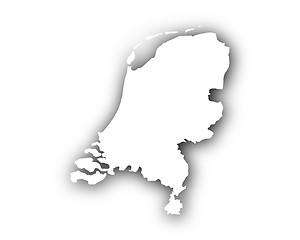 Image showing Map of the Netherlands with shadow