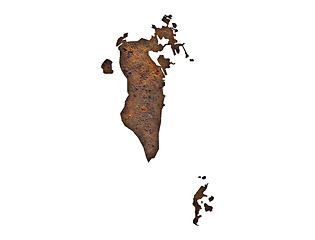 Image showing Map of Bahrain on rusty metal