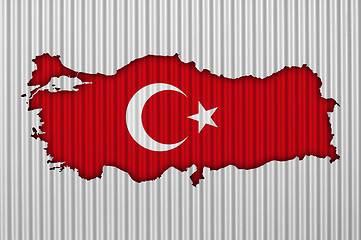 Image showing Map and flag of Turkey on corrugated iron