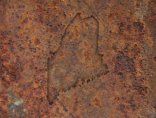 Image showing Map of Maine on rusty metal