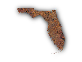 Image showing Map of Florida on rusty metal